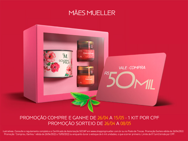 Dia das Mães Mueller tem presente exclusivo e sorteio de R$ 50 mil em compras