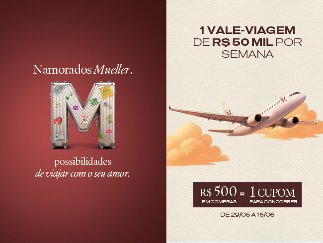 Shopping Mueller convida os casais a embarcarem rumo ao destino dos sonhos no Dia dos Namorados