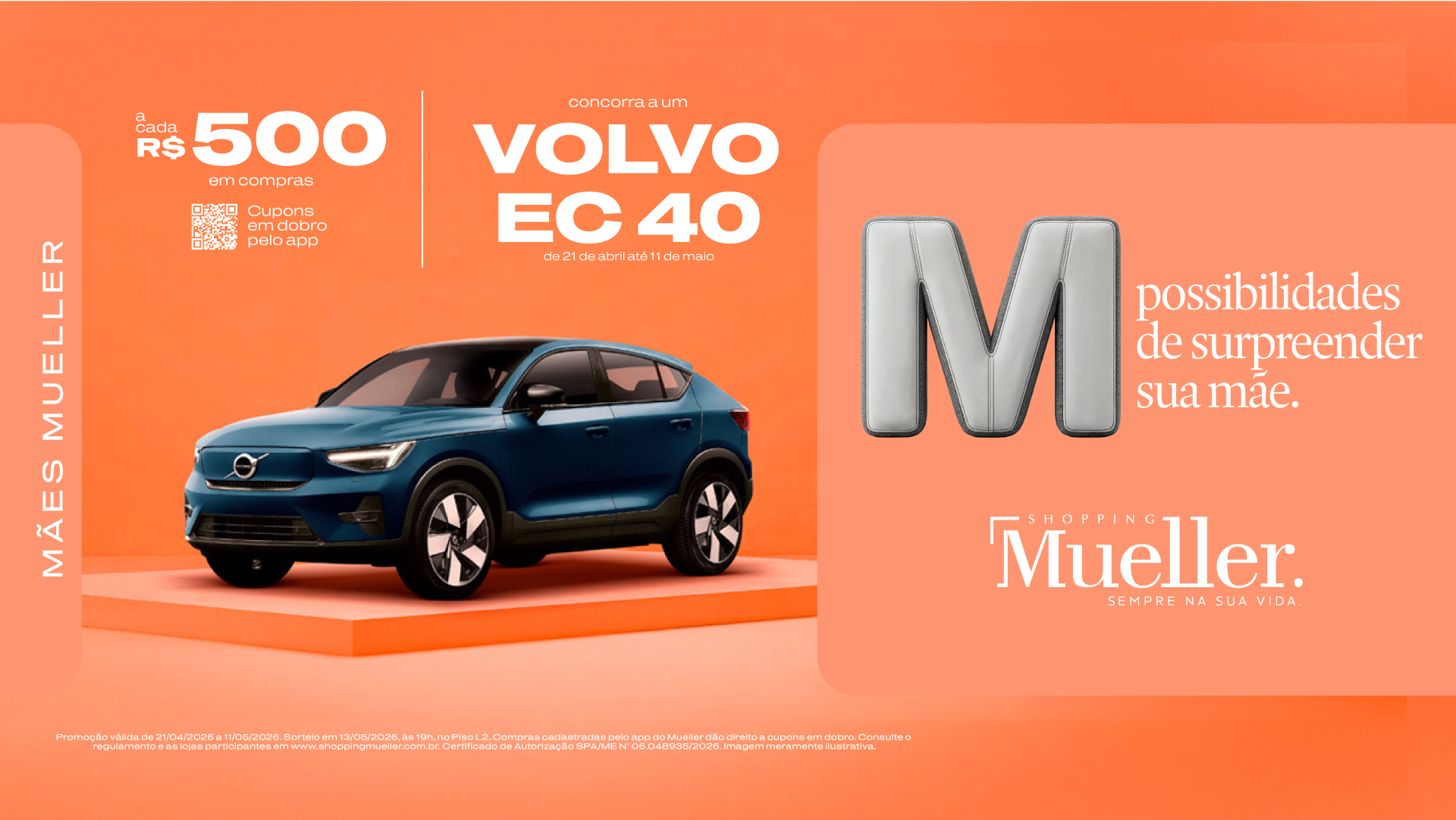 Shopping Mueller lança campanha de Dia das Mães com presente exclusivo e sorteio de carro elétrico